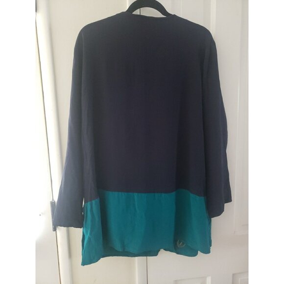 Diane Von Furstenberg Vintage Top Blouse Silk  Embroidered Blue Lagenlook M DVF - Picture 6 of 9